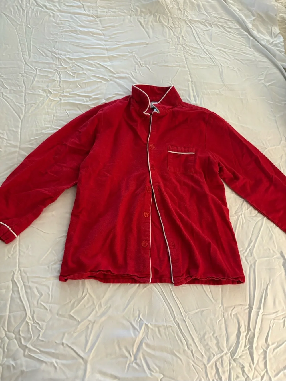 Classic Red Kids Pajama Set with Contrast Piping